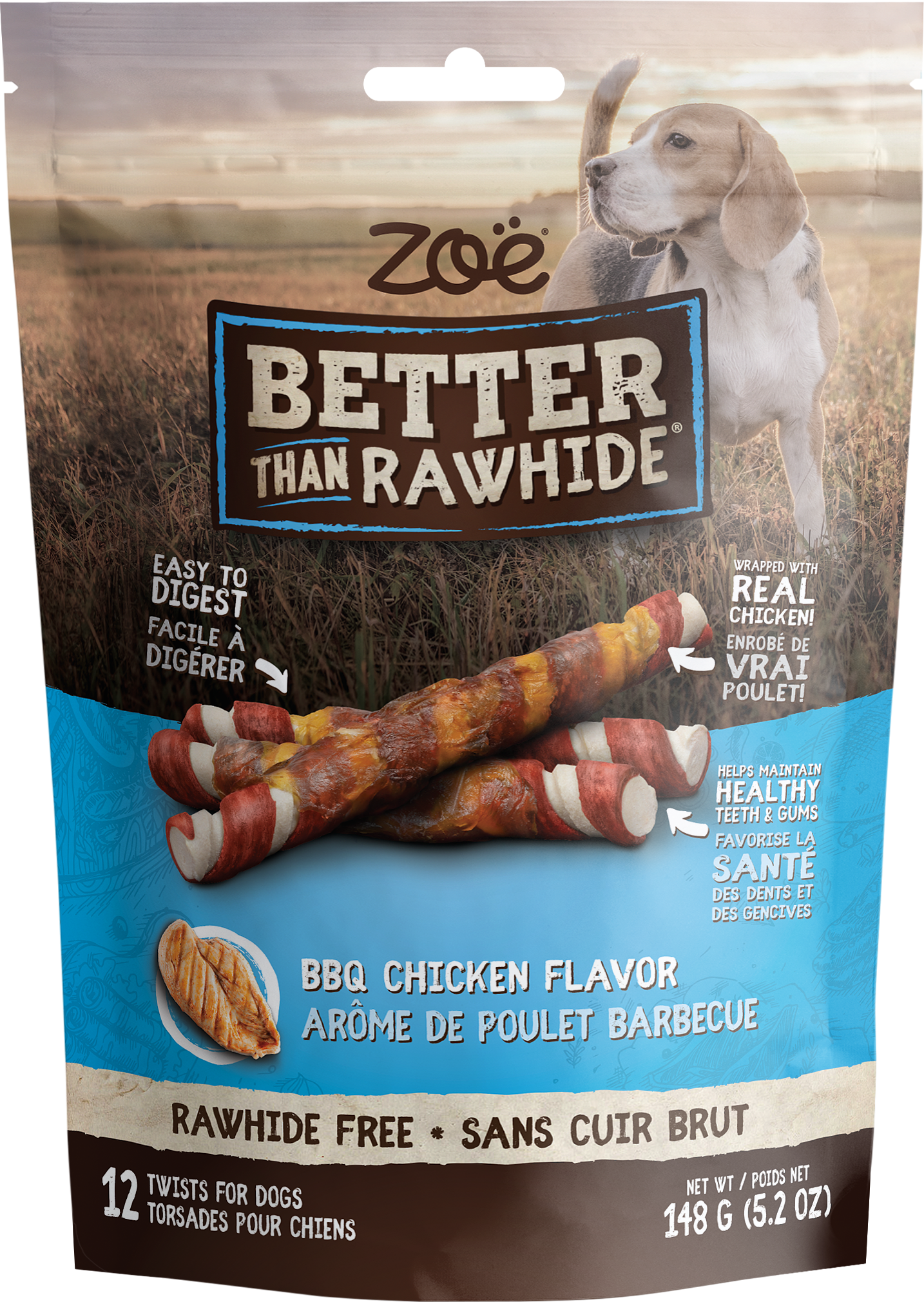 ZOE - Rawhide Free Twists Treats for Dogs - BBQ Chicken