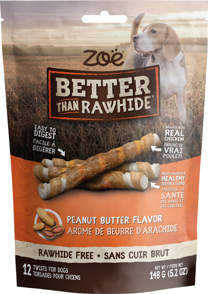 ZOE - Rawhide Free Twists Treats for Dogs - Peanut Butter Flavour