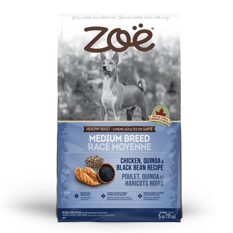 ZOE - Medium Breed Adult Dry Dog Food - Chicken, Quinoa & Black Bean, 5kg