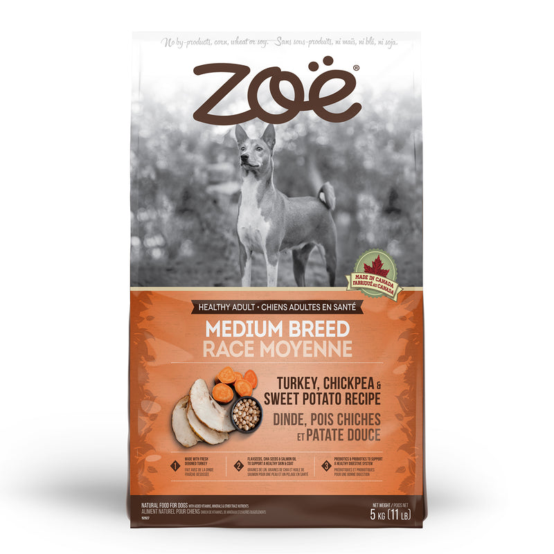 ZOE - Medium Breed Adult Dry Dog Food - Turkey, Chickpea & Sweet Potato, 5kg