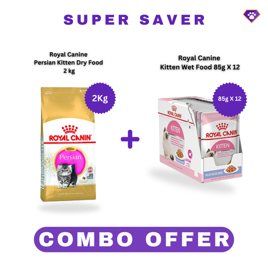 Royal Canin - Persian Kitten dry food (2kg) + Kitten Wet food (85g X 12) - Combo Offer