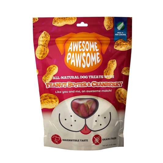 Awesome Pawsome - Peanut Butter & Cranberry All-Natural Grain-Free Dog Treats, 85g