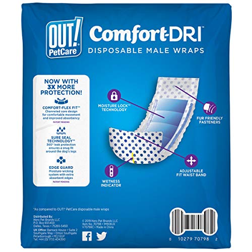 OUT! - Disposable Male Dog Diapers XS-S