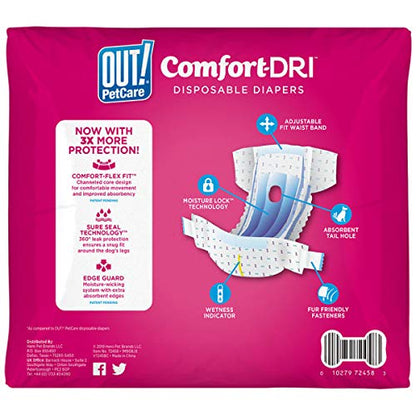 OUT! - Disposable Female Dog Diapers - XS-S, M-L