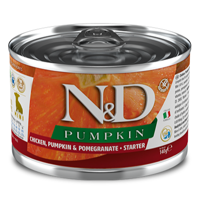 FARMINA - N&D - Pumpkin - Chicken and Pomegranate - Mini Starter - Grain free - Wet Dog Food - 140g