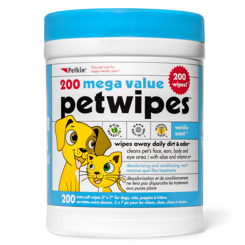 Petkin - Mega Value Petwipes, 200 Wipes