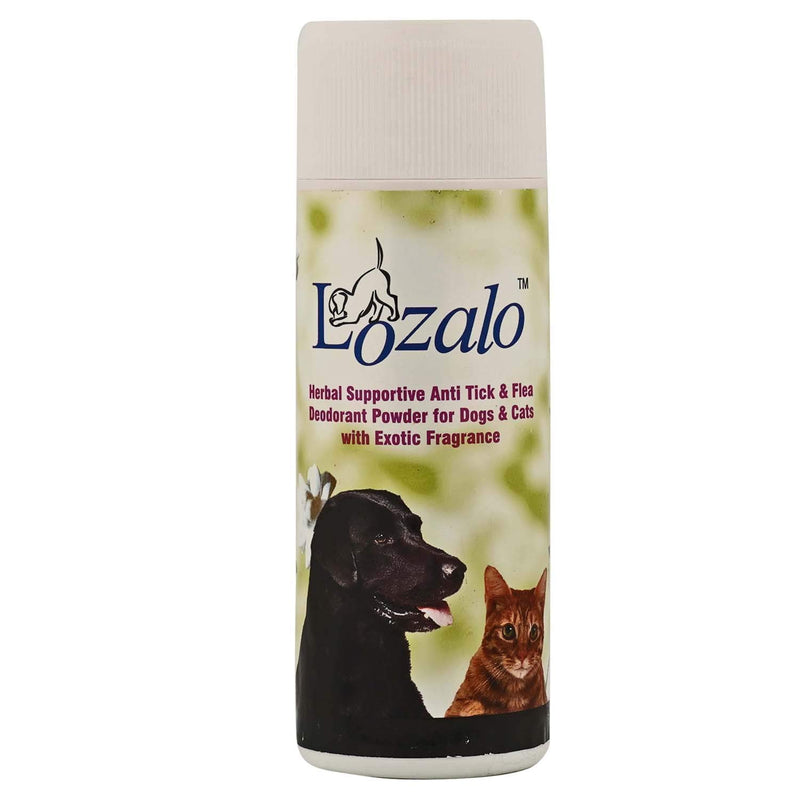 Lozalo - Herbal supportive Anti Tick & Flea Deodorant Powder for Dogs & Cats (Jasmine fragrance), 150g