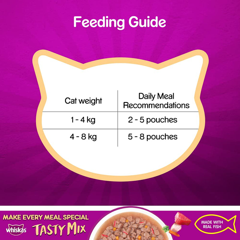 Whiskas - Tasty Mix - Real Fish - Tuna with Kanikama and Carrot in Gravy -  Adult (+1 year) Wet Cat Food -70g
