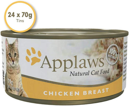 Applaws Cat Wet Food 70g Chicken Breast in Broth (Pack of 24)