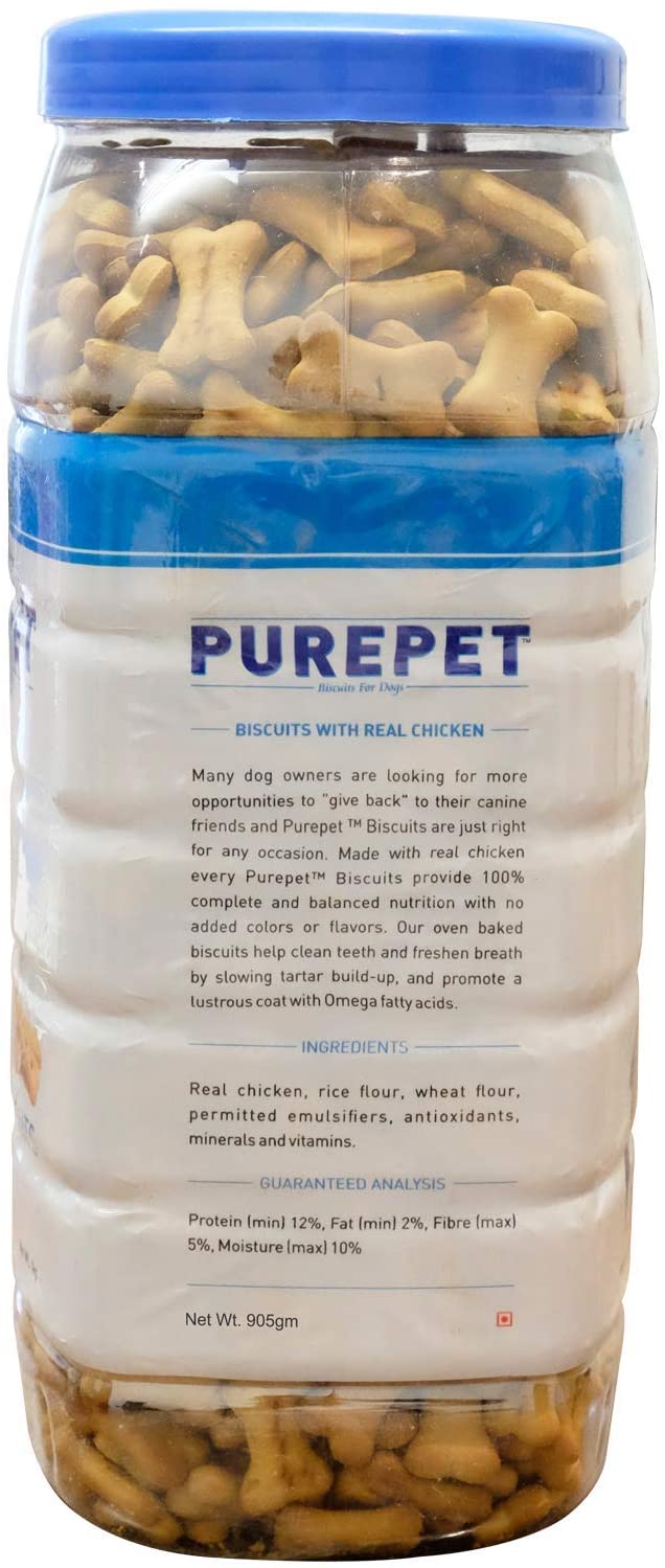 Purepet - Milk Flavour - Real Chicken Biscuit - Treats Jar For Dog