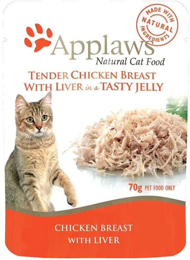 Applaws Cat Wet Food 70g Tender Chicken Breast with Liver in a Tasty Jelly (Pack of 16)