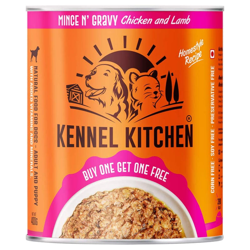 Kennel Kitchen - Mince n' Gravy Dog Food, Chicken & Lamb, 400g + (400g Free)