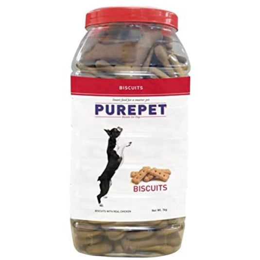 Purepet - Mutton Flavour - Real Chicken Biscuit - Treats Jar For Dog - 905 gm