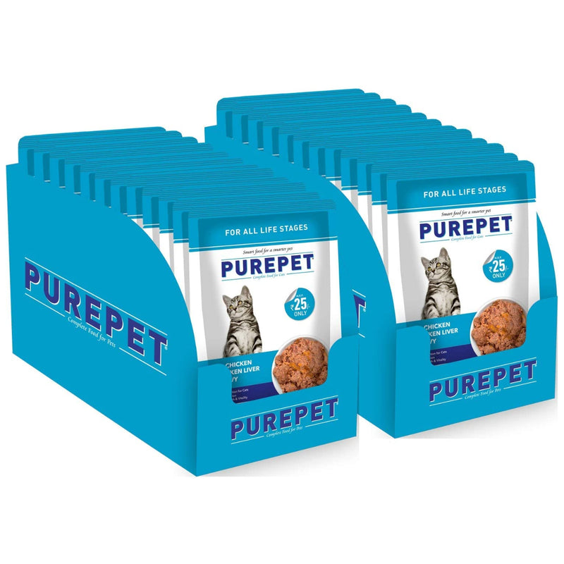 Purepet - Real Chicken and Chicken Liver in Gravy - Wet Food For Cat - 70gm