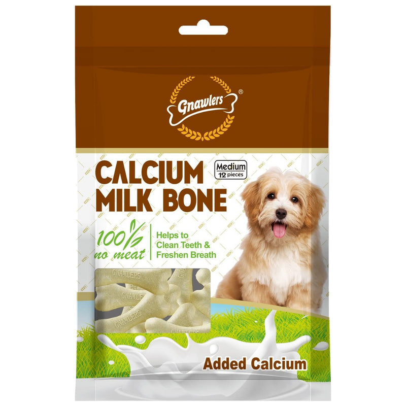 Gnawlers - Calcium Milk Bones - Dog Treats  (Medium 4 Pieces) 90g, (Medium 12 Pieces) 270g,  ( Medium 35 Pieces) 850g