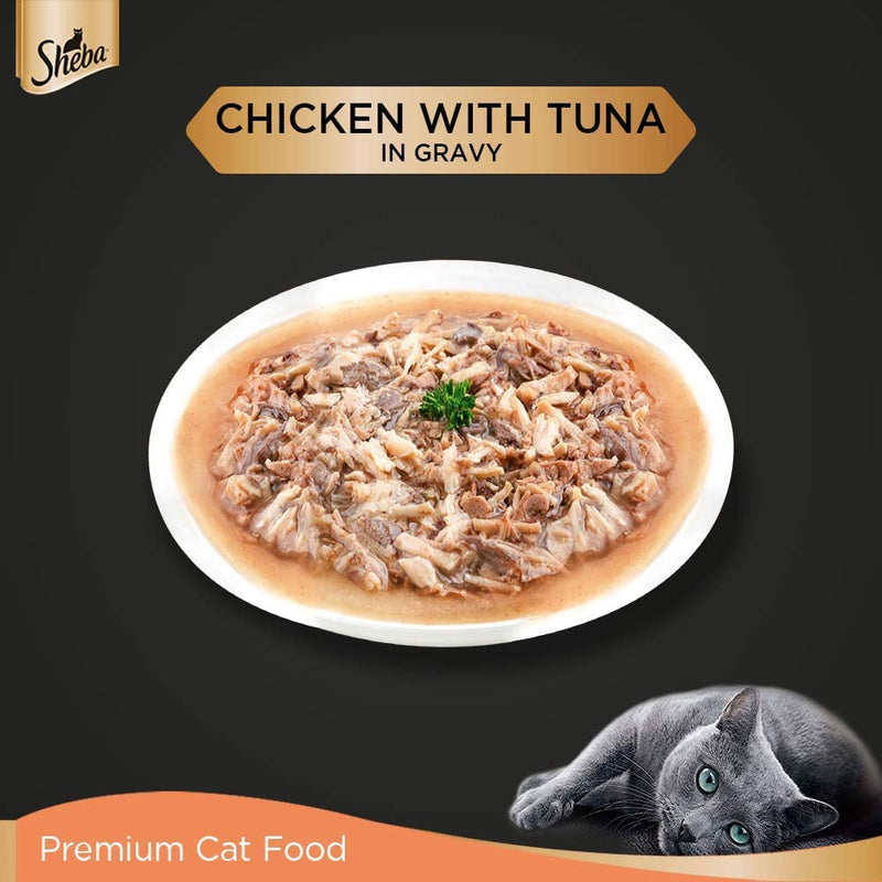 Sheba - Rich Premium Chicken with Tuna in Gravy - Wet Food For Adult (+1 Year) Cat - 70 g