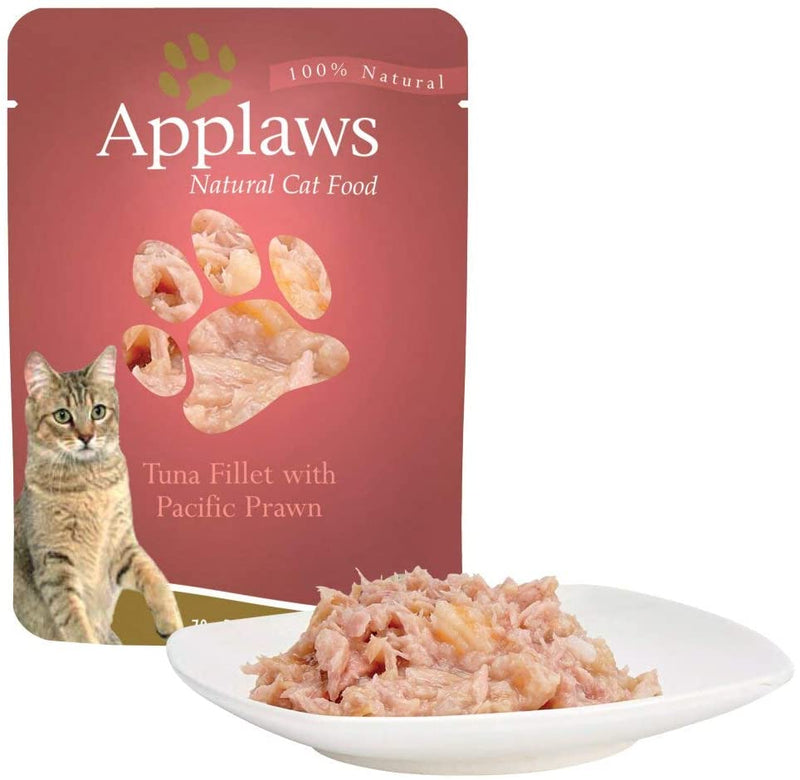 Applaws Cat Wet Food 70g Tuna Fillet with Pacific Prawns in Broth (Pack of 12)