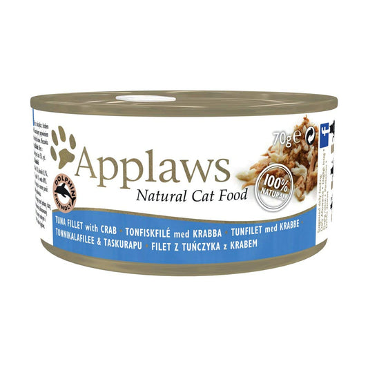 Applaws Cat Wet Food 70g Tuna Fillet with Crab in Broth (Pack of 24)