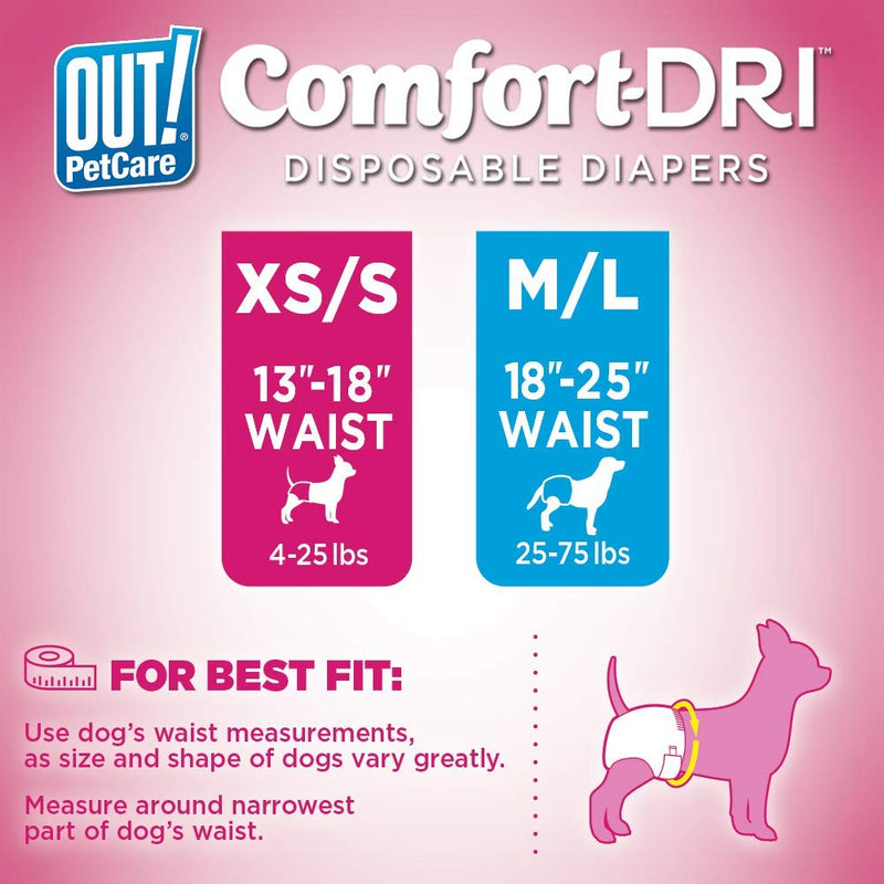 OUT! - Disposable Female Dog Diapers - XS-S, M-L