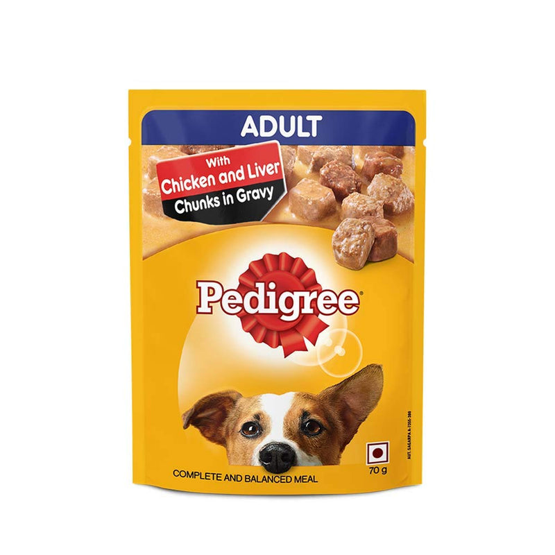 Pedigree - Chicken & Liver Chunks in Gravy - Wet Food For Adult Dog - 70gm