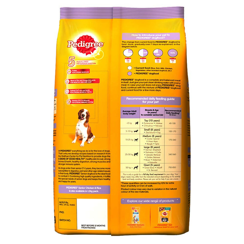 Pedigree - Chicken & Rice - Dry Food For Senior Dogs - 1.2Kg, 3Kg