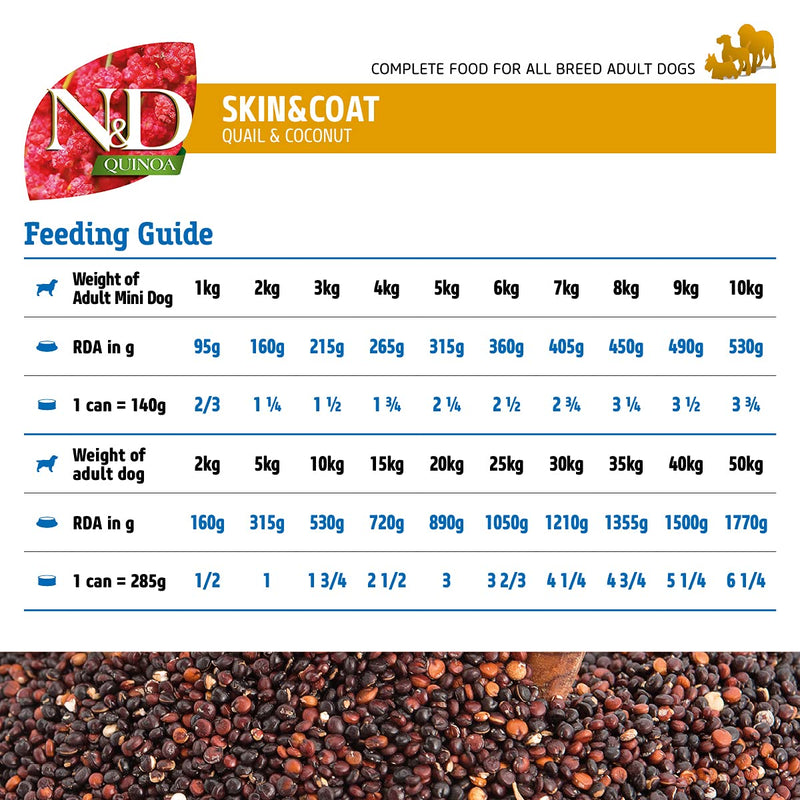 FARMINA - N&D - Quinoa - Skin And Coat - Quail & Coconut - Wet Dog Food - Adult - Mini Breeds - 140g