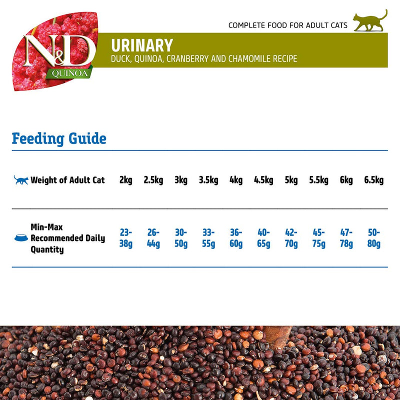 FARMINA N&D Quinoa, Urinary, Duck, Adult, Grain-Free, Dry Cat Food, 300g, 1.5Kg, 5Kg,