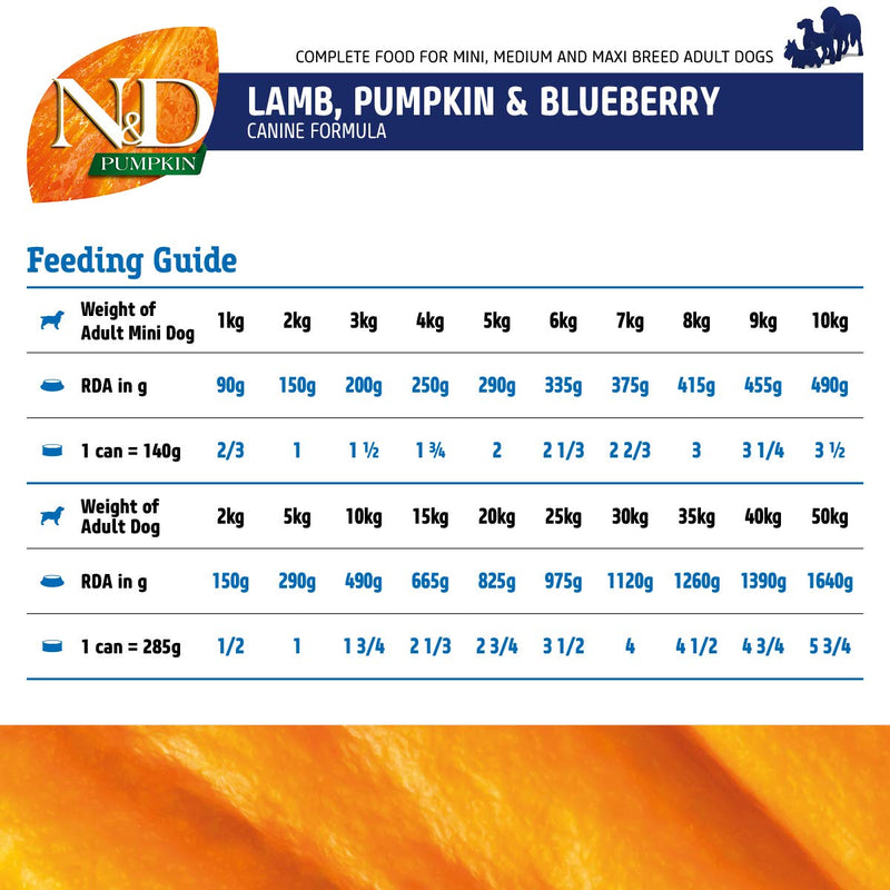 FARMINA - N&D - Lamb,Pumpkin and Blueberry - Medium and Maxi Adult - Grain free - Wet Dog Food - 285g