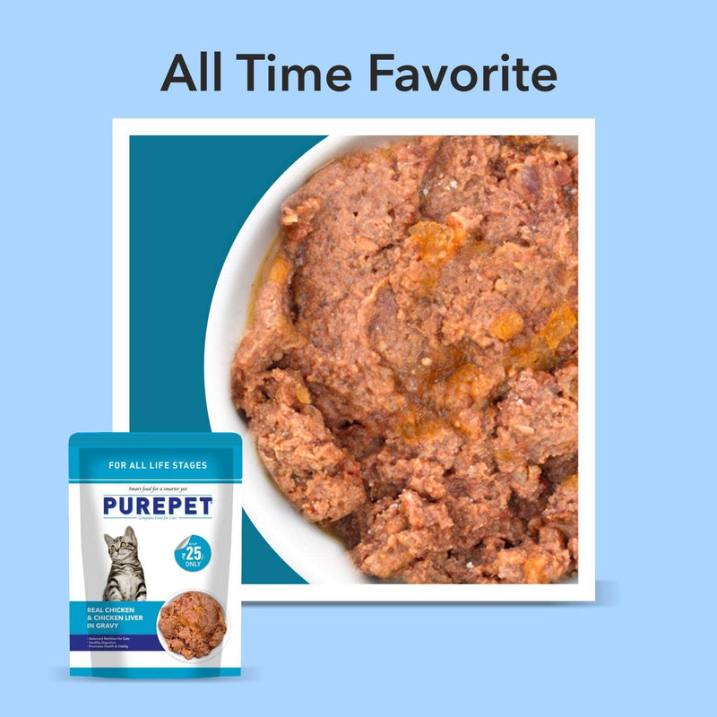 Purepet - Real Chicken and Chicken Liver in Gravy - Wet Food For Cat - 70gm
