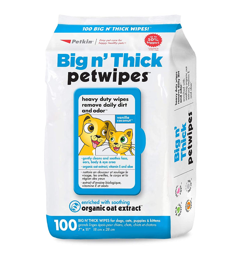 Petkin - Big n' Thick Petwipes, 100 wipes