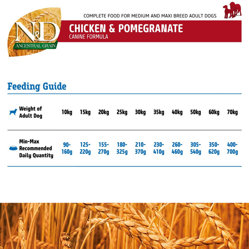 FARMINA N&D - Ancestral Grain - Chicken and Pomegranate - Adult Medium & Maxi Breed