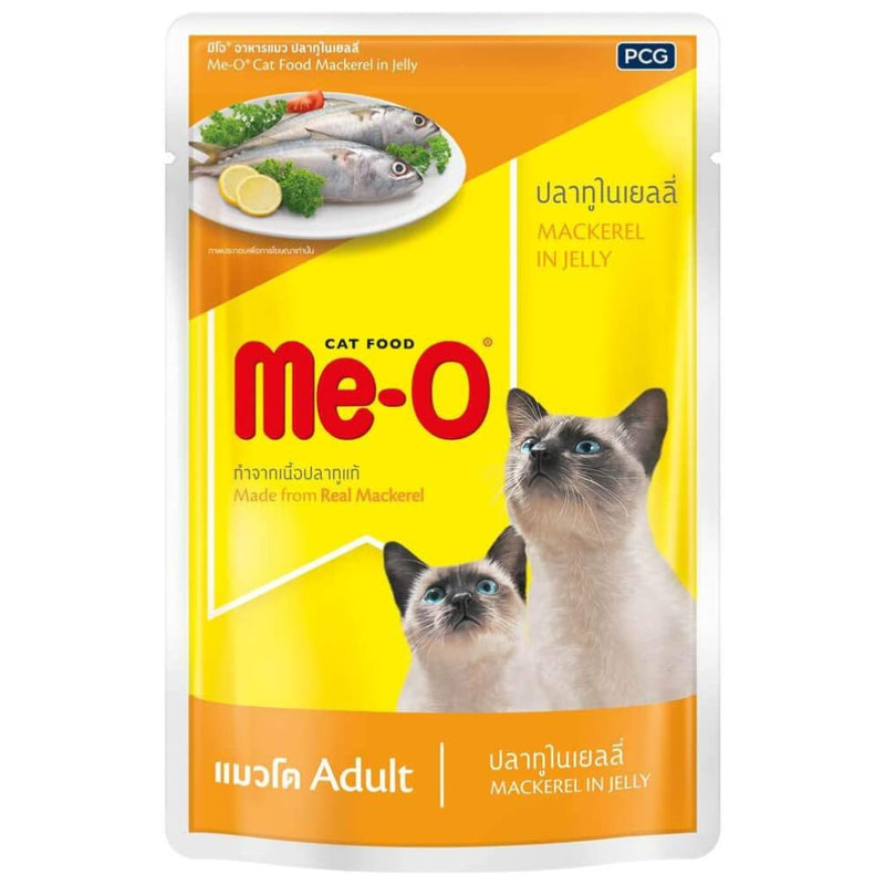Me-O Adult Cat Food in Jelly, Mackerel, 80 g (Pack of 12)