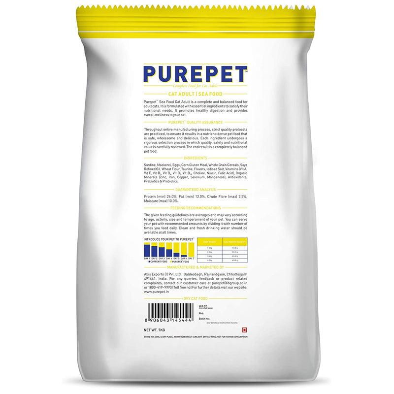 Purepet - Sea Food - Dry Food For Adult Cat - 7 Kg.