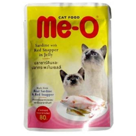 Me-O Adult Cat Food, Sardine with Red Snapper, 80 g (Pack of 12)