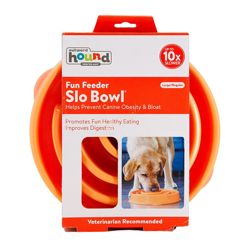 Outward Hound - Non-Skid Fun Feeder Interactive Dog Bowl, Orange