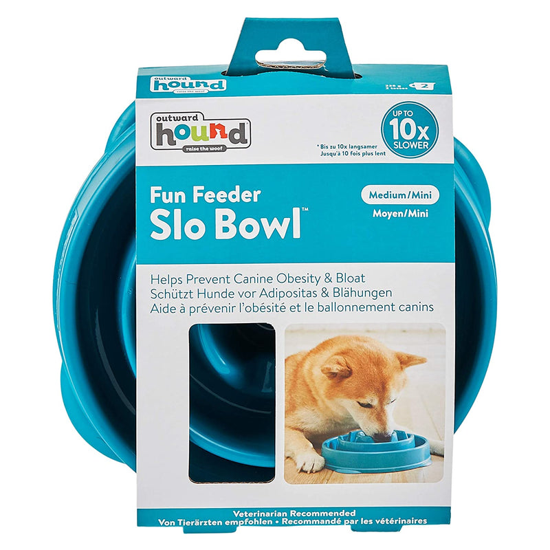 Outward Hound Fun Feeder Slo Bowl, Slow Feeder Dog Bowl, Medium/Mini, Grey