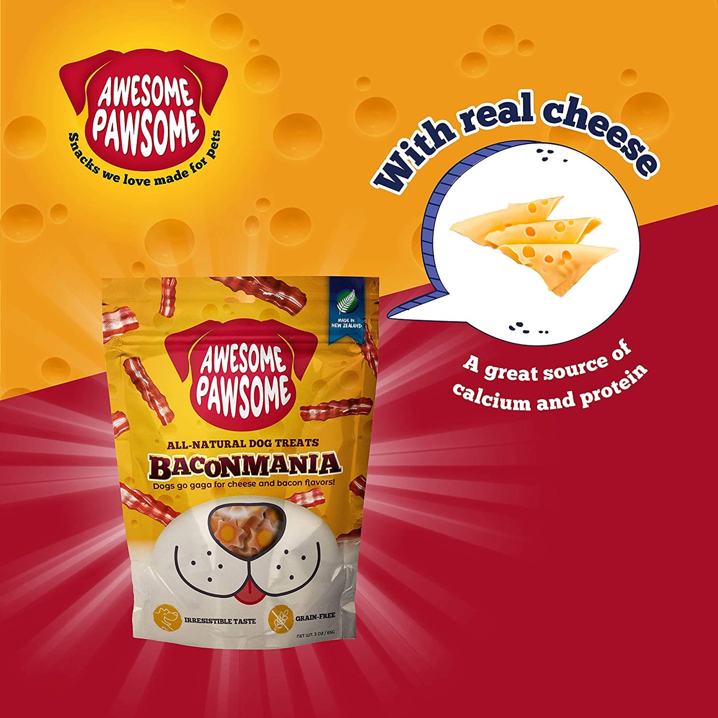 Awesome Pawsome - Baconmania All-Natural Grain-Free Dog Treats, 85g