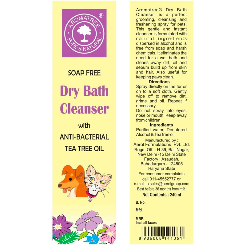 Aroma Tree - Dry Bath Cleansing Shampoo for Dogs and Cats, 240 ml