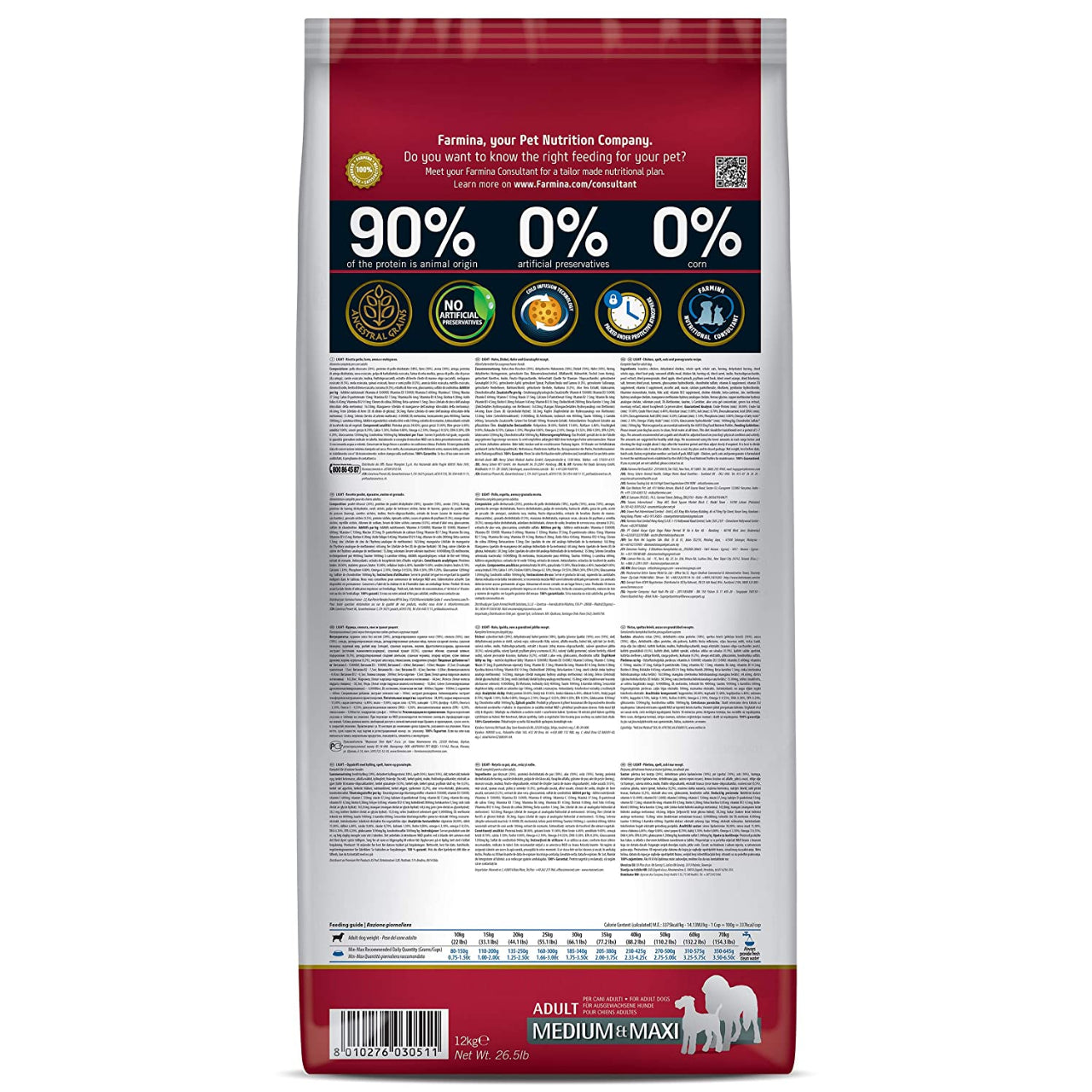 FARMINA N&D - Ancestral Grain - Chicken and Pomegranate - Light Adult Medium & Maxi Breed Dry Dog Food