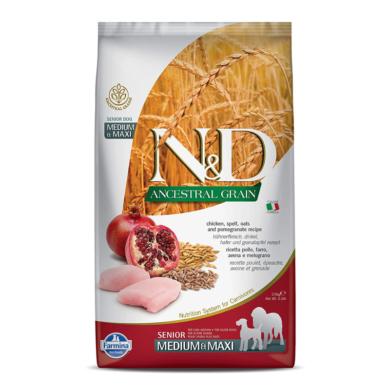 FARMINA N&D - Ancestral Grain - Chicken and Pomegranate - Senior dog - Medium & Maxi Breed