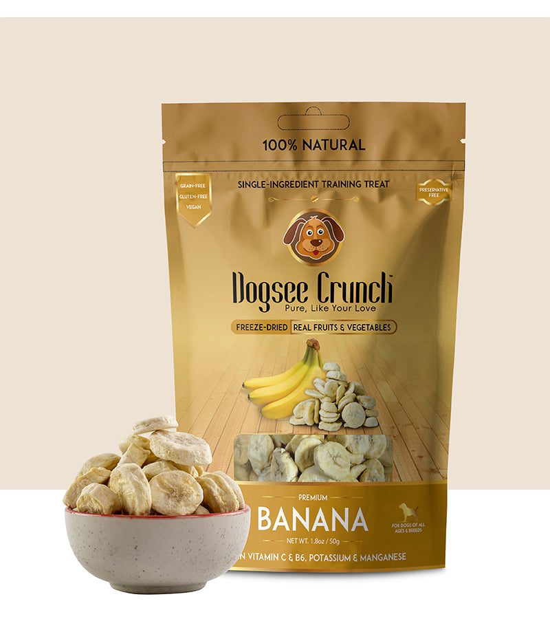 Dogsee Crunch Banana, Freeze-Dried Banana Dog Treats, 50gm
