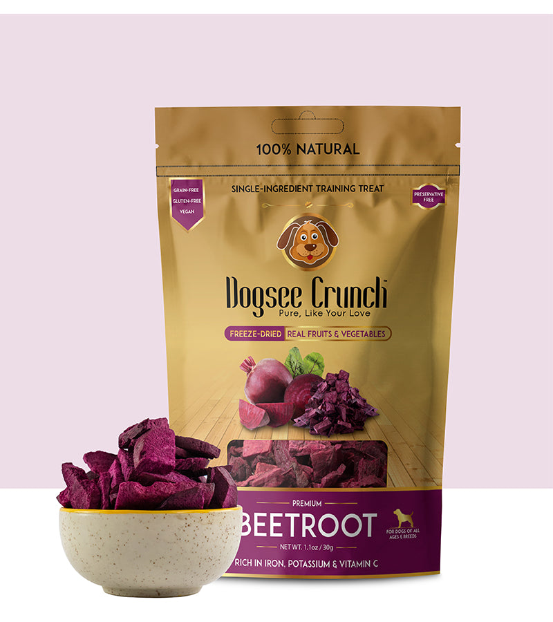 Dogsee Crunch Beetroot, Freeze-Dried Beet Dog Treats, 30gm