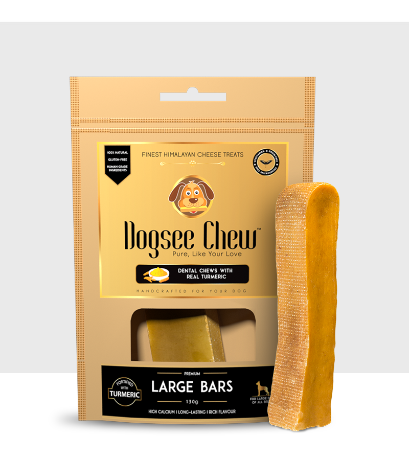 Dogsee - Turmeric Large Bars: Long-Lasting Dental Chews For Large Dogs, 130gm