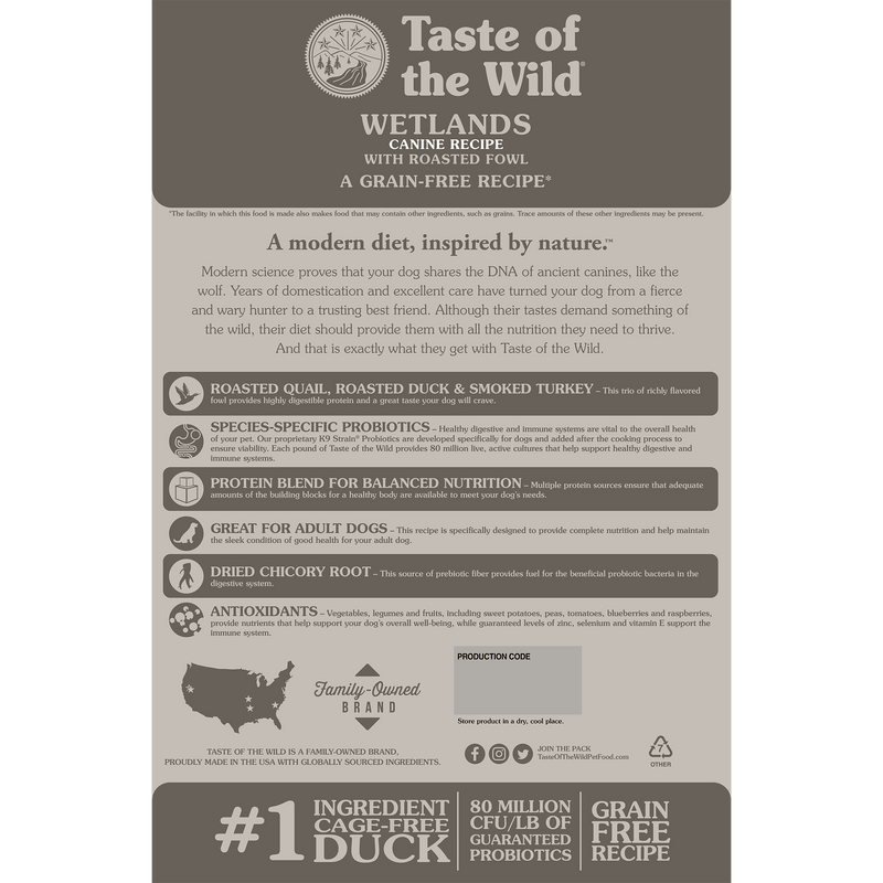 Taste Of The Wild - Wetlands Canine Recipe with Roasted Fowl, Adult Dog Food