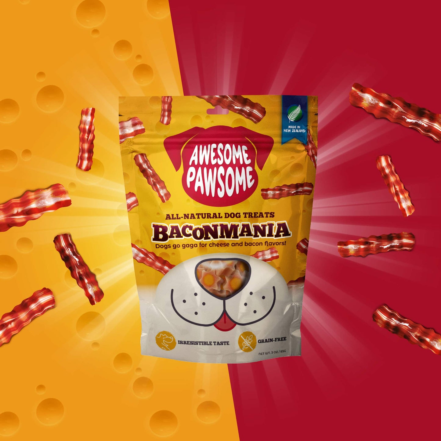 Awesome Pawsome - Baconmania All-Natural Grain-Free Dog Treats, 85g