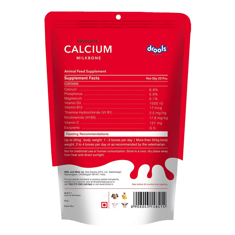 Drools - Absolute Calcium Bone Pouch - Supplement For Dog - 190 g