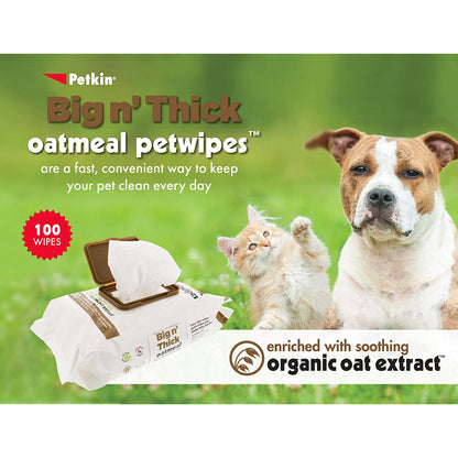 Petkin - Big n' Thick Oatmeal Petwipes(100 Wipes)