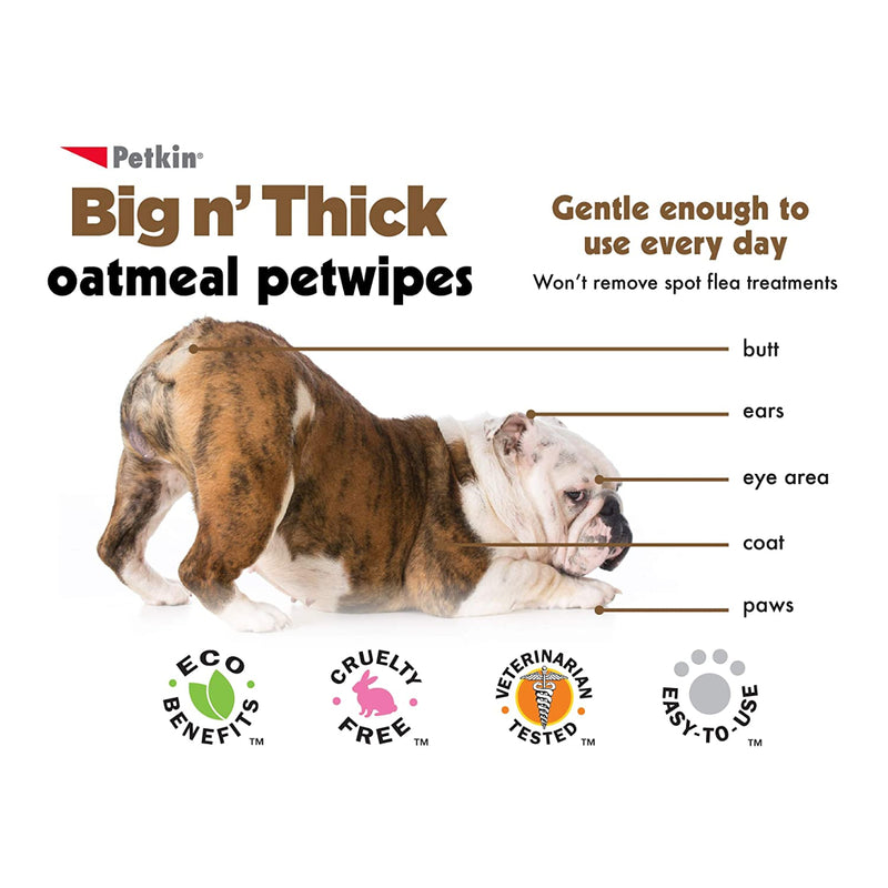 Petkin - Big n' Thick Oatmeal Petwipes(100 Wipes)