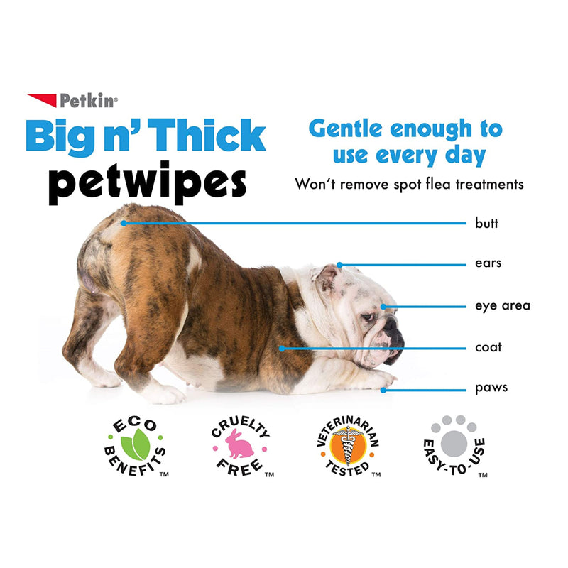 Petkin - Big n' Thick Petwipes, 100 wipes