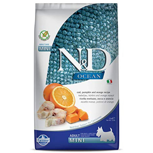 FARMINA N&D - Ocean - Codfish Pumpkin and Orange - Dry Dog Food - Grain Free - Adult Mini Breed